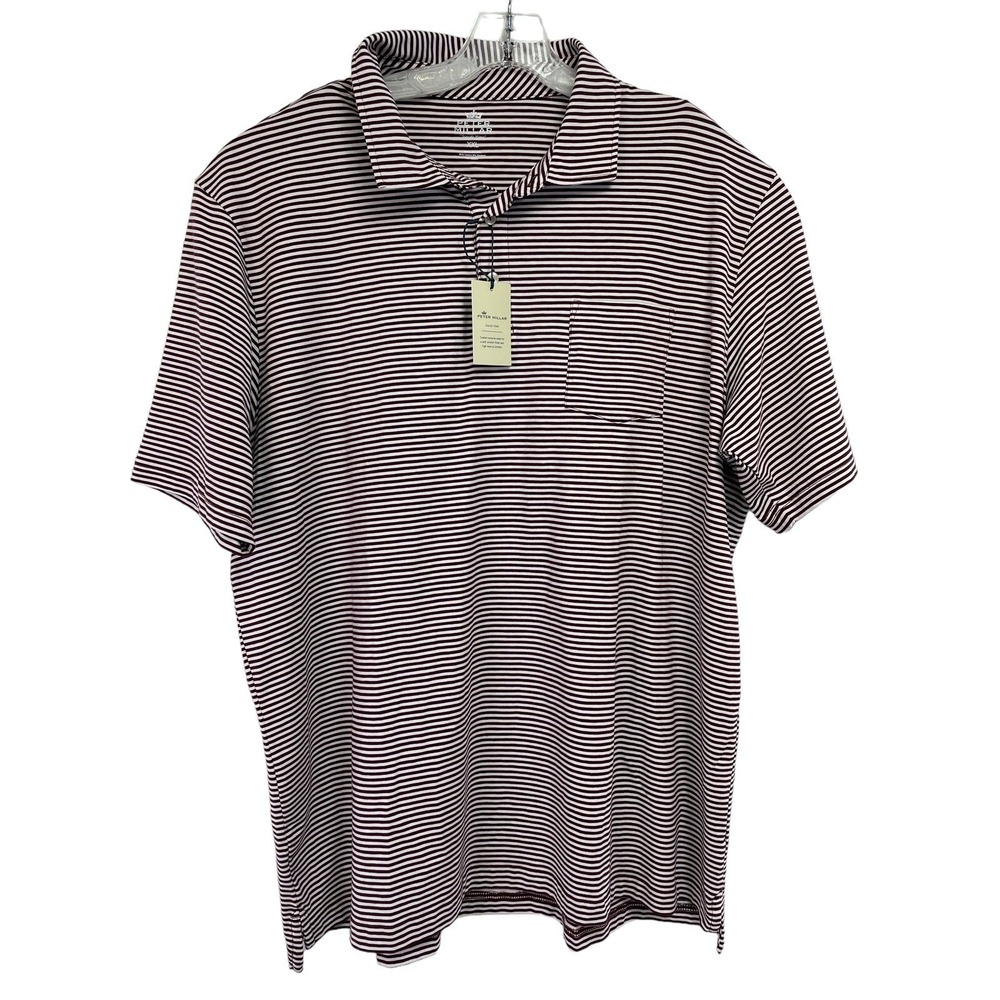 Peter Millar Seaside Wash Mens Sz XL Maroon/White Golf Polo Shirt‎ (i21) NWTs